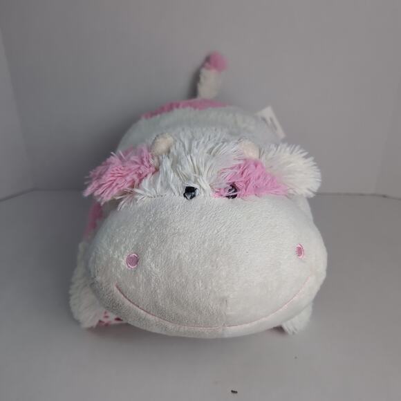Pillow Pets Strawberry Milkshake Cow Plush Stuffed Animal Toy Cute Fluffy - Picture 1 of 15